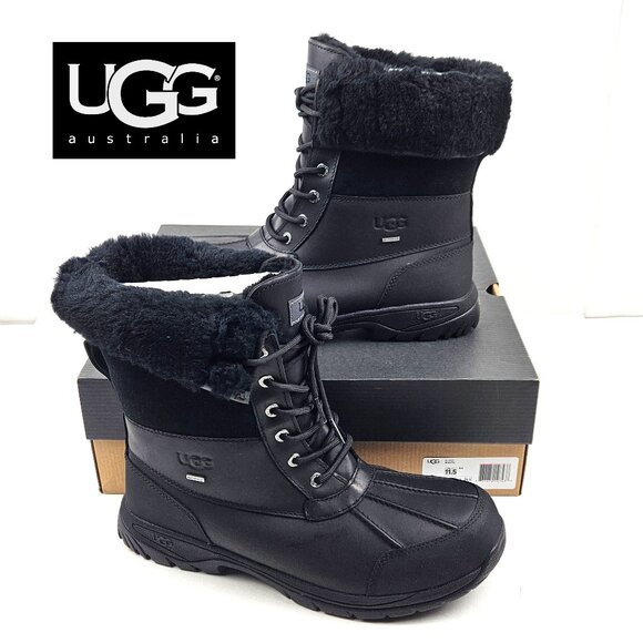 UGG Men's Butte Waterproof BlackLeather Boots
